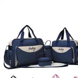 NEW ARRIVAL – 5pcs Large Capacity Mother Diaper Bag Set with Nursing Bag, Bottle Holder, Accessory Pouch & Changing Pad for Travel and Daily Use