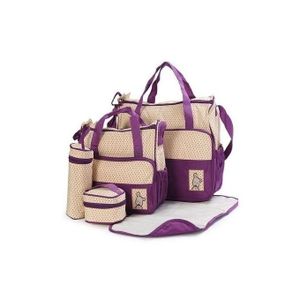 NEW ARRIVAL – 5pcs Large Capacity Mother Diaper Bag Set with Nursing Bag, Bottle Holder, Accessory Pouch & Changing Pad for Travel and Daily Use