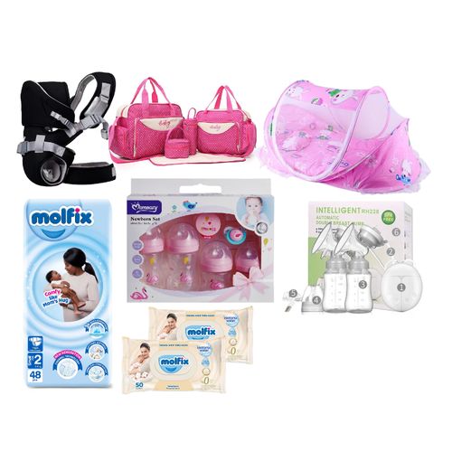 NEW ARRIVAL – Complete Baby Girls Feeding, Diapering & Travel Economic Package with Bottles, Wipes, Diaper Bag, Blanket & Essentials for Newborn Care