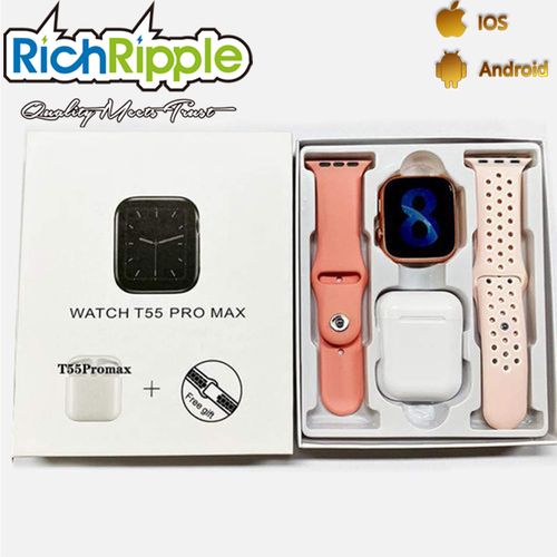 T55 Pro Max Smart Watch Headset Gift Box-Pink