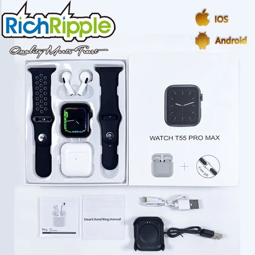 T55 Pro Max Smart Watch Headset Gift Box-Black