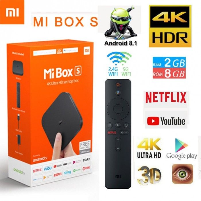 Mi XIAOMI Mi Android TV BoxS 2GB DDR3 RAM 8GB