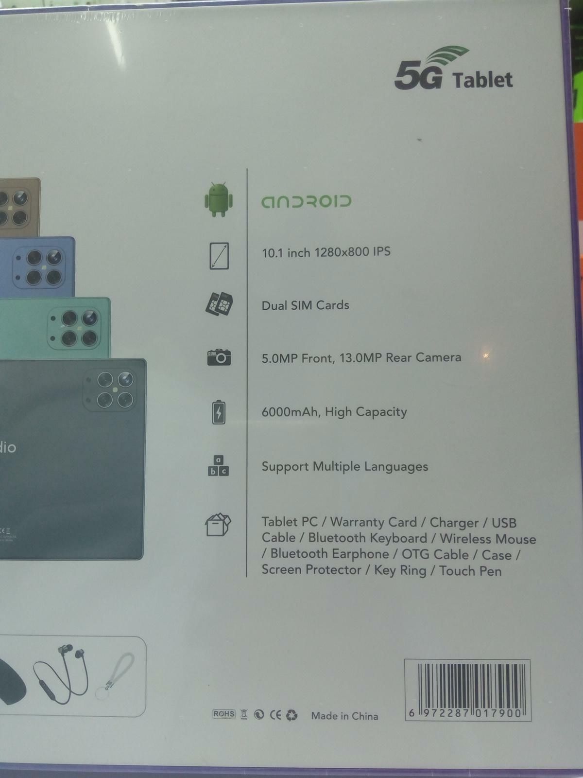 Modio 6000mAH RAM 8GB/ ROM 512GB 10inch Android 11 Dual SIM CARD SLOT 5G TABLET PC Front 5PM Rear 13PM Android