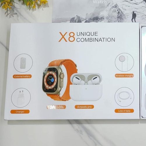 Smartwatch X90 Ultra Calling Wireless Charging 2.01" Screws On Back Side (with 2 Straps,Silicon Case,Wireless Earbuds)