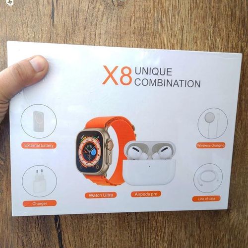 Smartwatch X90 Ultra Calling Wireless Charging 2.01" Screws On Back Side (with 2 Straps,Silicon Case,Wireless Earbuds)