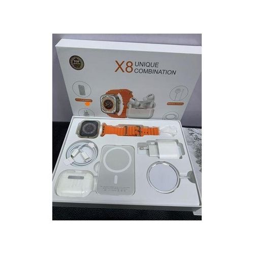 Smartwatch X90 Ultra Calling Wireless Charging 2.01" Screws On Back Side (with 2 Straps,Silicon Case,Wireless Earbuds)