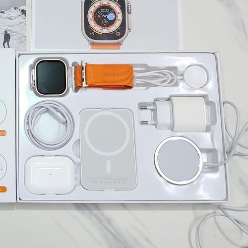 Smartwatch X90 Ultra Calling Wireless Charging 2.01" Screws On Back Side (with 2 Straps,Silicon Case,Wireless Earbuds)