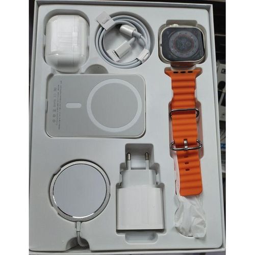 Smartwatch X90 Ultra Calling Wireless Charging 2.01" Screws On Back Side (with 2 Straps,Silicon Case,Wireless Earbuds)