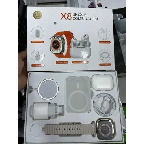 Smartwatch X90 Ultra Calling Wireless Charging 2.01" Screws On Back Side (with 2 Straps,Silicon Case,Wireless Earbuds)