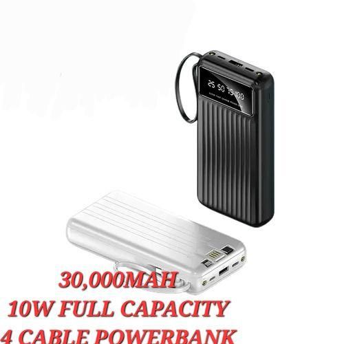 30000MAH 10W Portable Power Bank WITH 3 CABLES USB MICRO LIGHTNING TYPE C OUTPUT, Fast Chagning powerbank