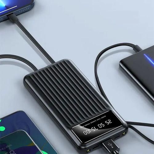 30000MAH 10W Portable Power Bank WITH 3 CABLES USB MICRO LIGHTNING TYPE C OUTPUT, Fast Chagning powerbank