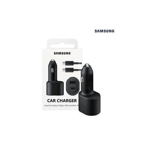 Samsung Super Fast Dual Car Charger Adapter 45W + 15W Two Port Pd With USB Type C to Type Cable