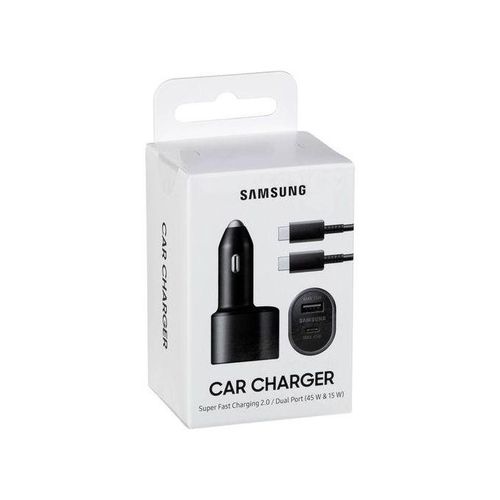 Samsung Super Fast Dual Car Charger Adapter 45W + 15W Two Port Pd With USB Type C to Type Cable