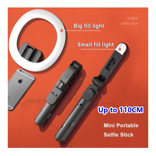 7.5 Inch+ Small Dual Ring Light Selfie Stick