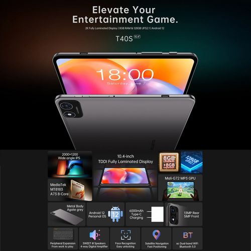 Tablet PC 10.4 Inch 8GB+512GB Android 12 with mouse plus keyboard