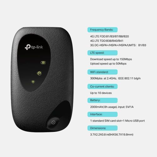 TPLink 4G LTE Portable Mifi M7200 150Mbps 2.4Ghz
