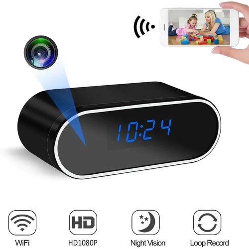 WiFi Hidden Camera Clock HD 1080P Spy Cameras Wireless Indoor Security Surveillance Camera Small Nanny Cam with Motion Detection, Remote Viewing for Home and Office