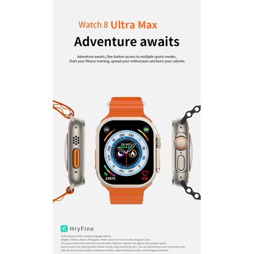 S8 Ultra Max Smart Watch 2.08 Inch, Wireless Charging