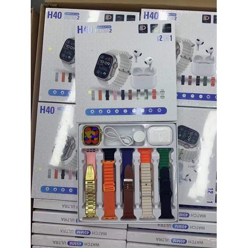 Ultra-2 (12 IN 1) Smart Watch with wireless earpods and 10 different Straps