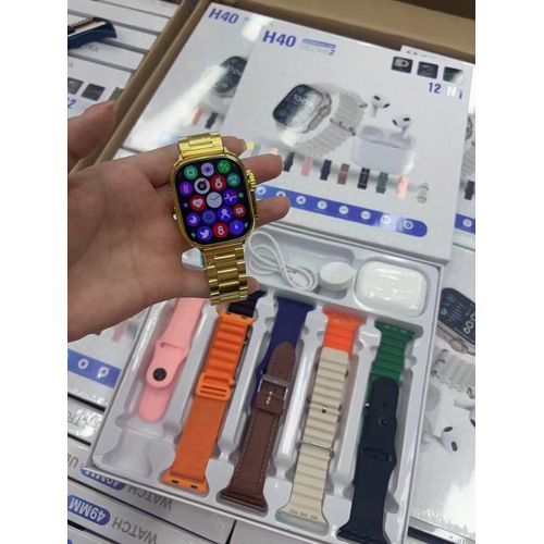 Ultra-2 (12 IN 1) Smart Watch with wireless earpods and 10 different Straps