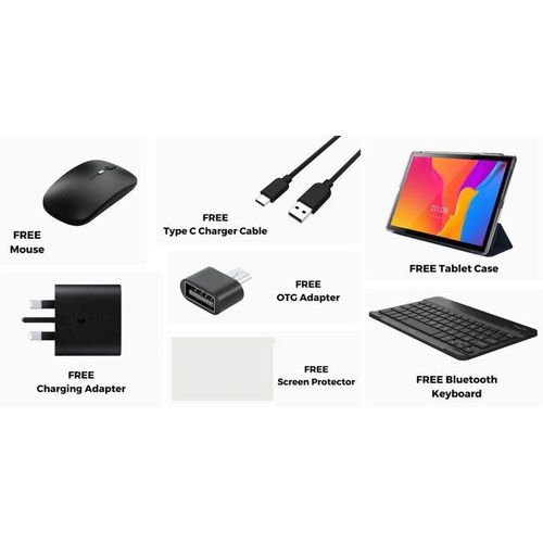 Oteeto TAB 10 Pro Tablet 8000mAh 8GB RAM + 512GB ROM Single SIM 5G Network//5G Wifi//8MP Front + 13MP Rear Camera/Quad Core 2.0GHz Processor/Android 13/Includes Keyboard,Mouse,Touch Pen,OTG,Flip Cover
