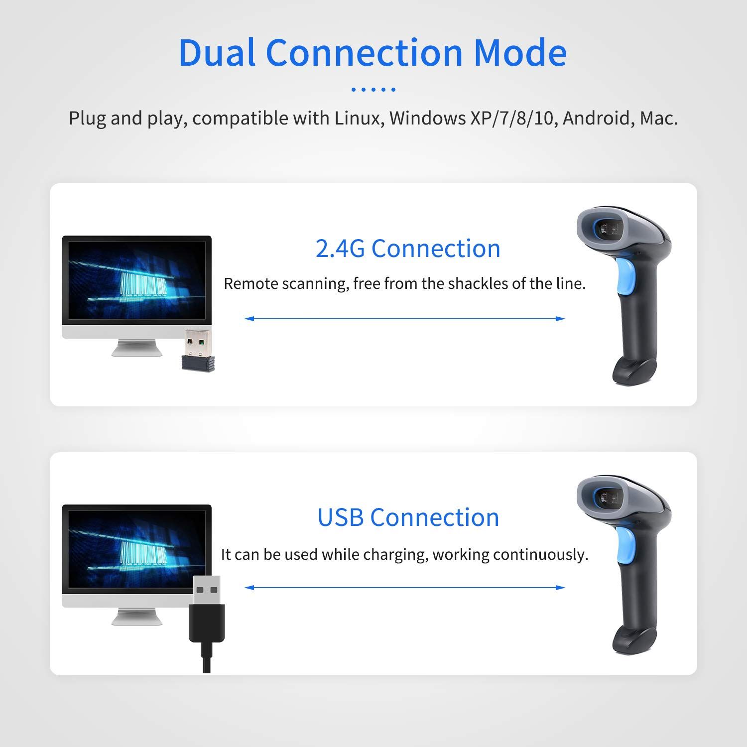 1D&2D Bar QR Code Barcode Scanner Handle Reader