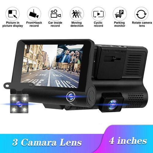 3 Cameras Lens 4.0in Car Dvr Dash Cam Hd Dash Camera Dual Lens Video Recorder 1080p Black Box Cycle Dashcam Mirror