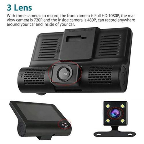 3 Cameras Lens 4.0in Car Dvr Dash Cam Hd Dash Camera Dual Lens Video Recorder 1080p Black Box Cycle Dashcam Mirror