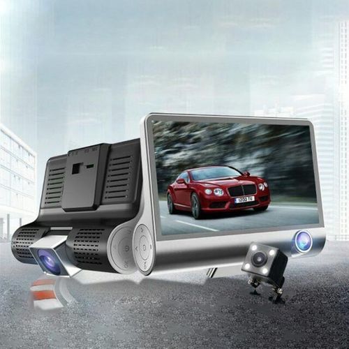 3 Cameras Lens 4.0in Car Dvr Dash Cam Hd Dash Camera Dual Lens Video Recorder 1080p Black Box Cycle Dashcam Mirror
