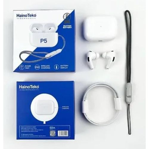 Haino Teko Airpods P5 Earpods/Earbuds/Headphones Wireless Charging Touch Control In Ear Bluetooth Earphones Active Noise Cancelation Original Quality Compatible For IOS And Android, With FREE MAGSAFE