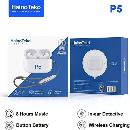 Haino Teko Airpods P5 Earpods/Earbuds/Headphones Wireless Charging Touch Control In Ear Bluetooth Earphones Active Noise Cancelation Original Quality Compatible For IOS And Android, With FREE MAGSAFE
