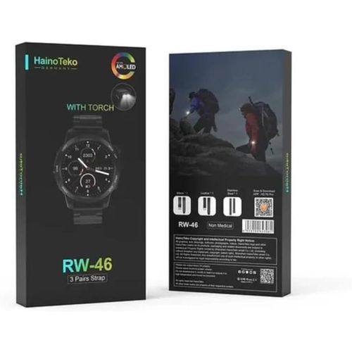 Haino Teko SMARTWATCH RW 46 Men Smart Watch With 3 Pairs Straps HD IPS AMOLED Display Waterproof Smartwatch App Control Heart Rate GPS And Fitness Smartwatch With...Torch