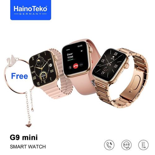 Haino Teko Germany G10 Mini Rose Gold Edition Ladies Smart Watch With Three Set Strap And Stylish Bracelet Combo