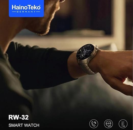 Haino Teko Smart Watch 4 pro RW-32 with AMOLED Curved Glass Screen Real AMOLED Round Display Touch Screen with 3 pairs Strap