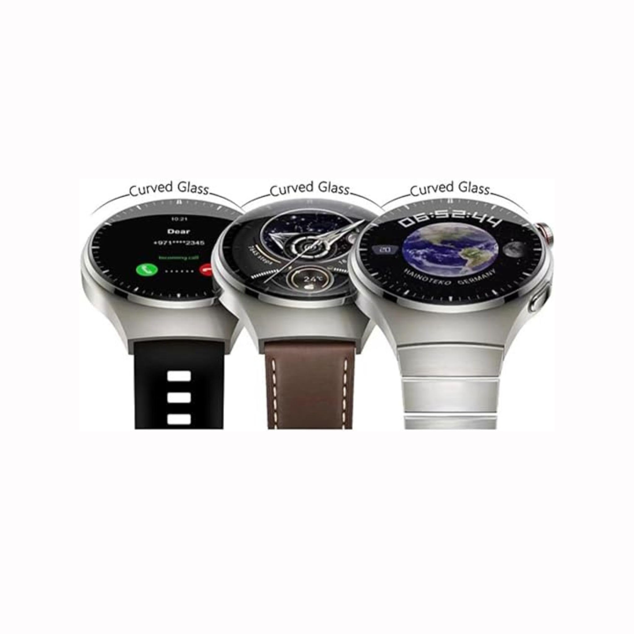 Haino Teko Smart Watch 4 pro RW-32 with AMOLED Curved Glass Screen Real AMOLED Round Display Touch Screen with 3 pairs Strap