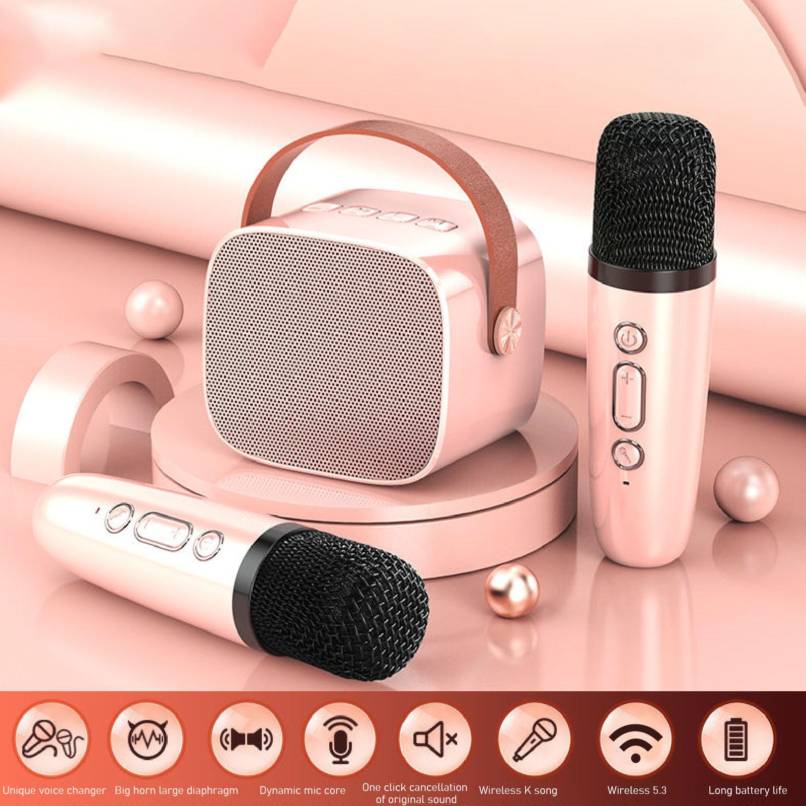 Portable Speaker With 2 Handheld Wireless Microphones