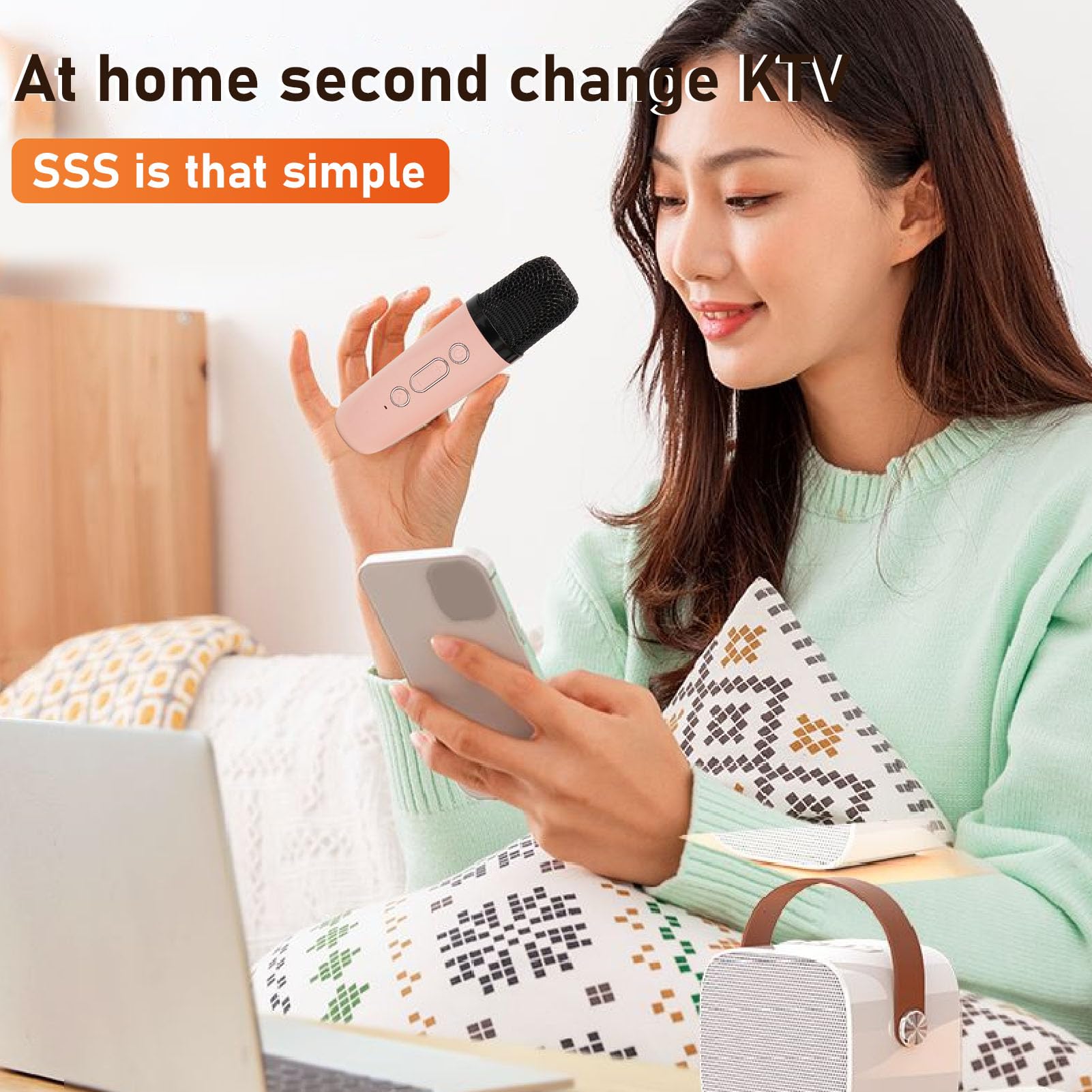 Portable Speaker With 2 Handheld Wireless Microphones