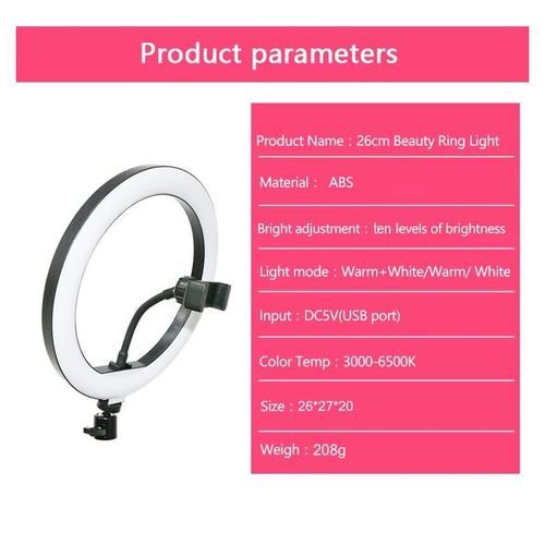 10 Inch Ring Light Selfie Light With Phone Clip