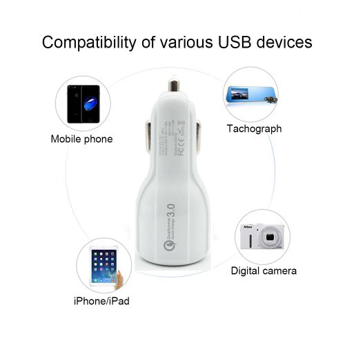 Quick Charge 3.0 + 3.1A Dual USB Port Car Charger Adapter