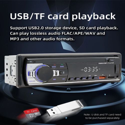 Car FM Radio Digital Bluetooth MP3 Car Player BT TF AUX USB Car Stereo LED Player + Remote Control