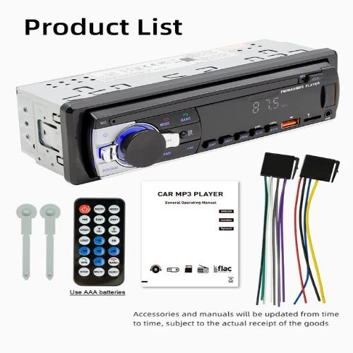 Car FM Radio Digital Bluetooth MP3 Car Player BT TF AUX USB Car Stereo LED Player + Remote Control