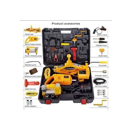 Car Jack 3 In 1 - Electric Car Jack, Air Compressor & Wrench