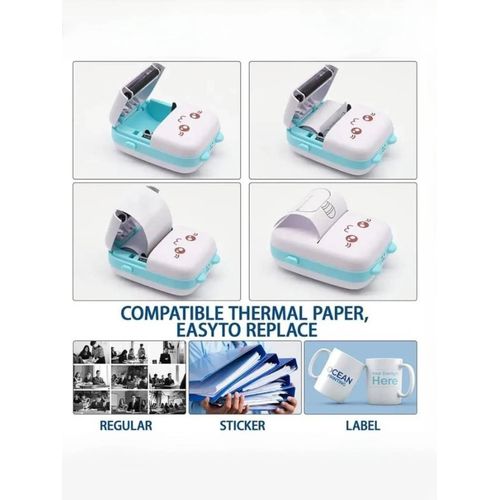 Portable Mini Printer - Bluetooth Thermal Printer (Blue)