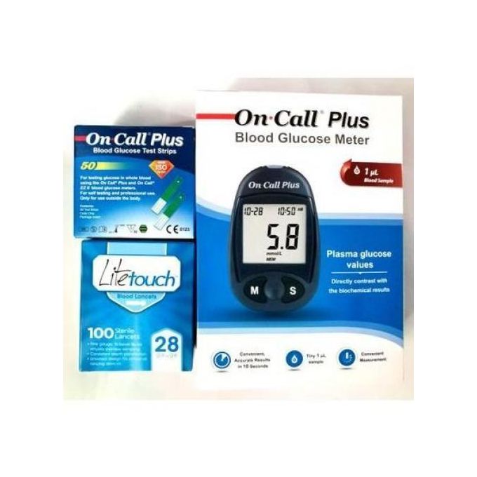 On Call Plus Blood Sugar Meter,Glucometer Plus Strips Plus Lancets