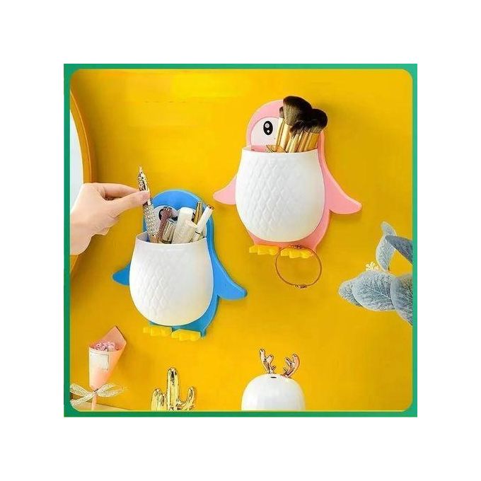 Cartoon Penguin Toothbrush Holder Storage Rack With Drain Hole