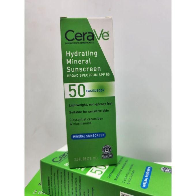 Hydrating Mineral Sunscreen SPF 50 With Ceramides&niacinamide For Skin Softening&Moisturizing-75ml suitable for sensitive skin