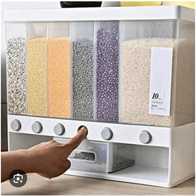 Partitioned Multifunctional Cereal/rice Dispenser 6 Compartments
