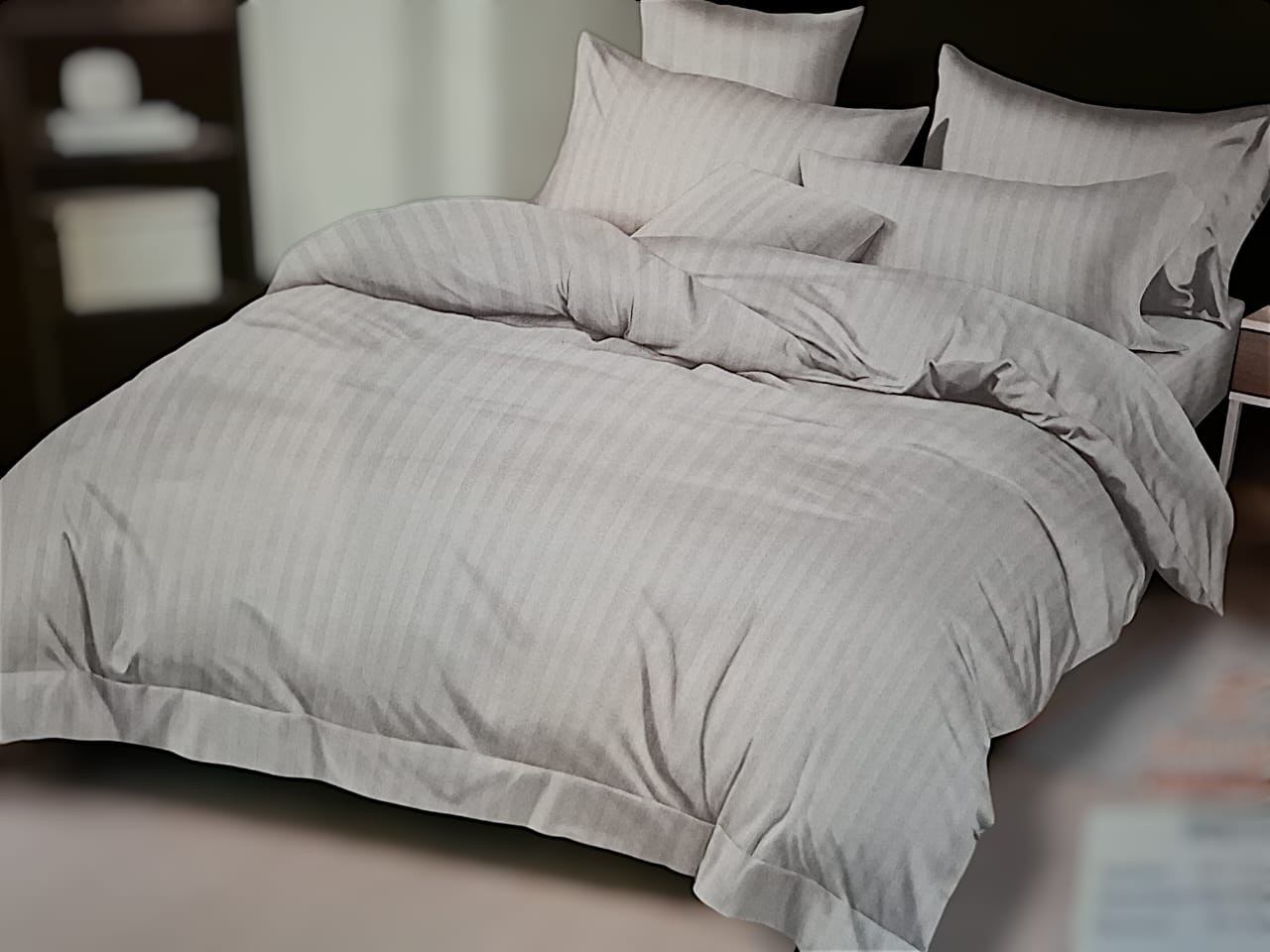 Cotton Striped Duvet Cover Set 1Pc Duvet Cover 1Bedsheet 2Pillowcases 6*7ft