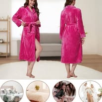 Men Women Fleece Bathrobe Long Shawl Collar bathing Robe Unisex Fashion Bathrobe
