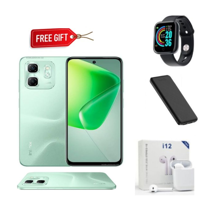 OFFER!!OFFER!! INFINIX HOT 50i 6GB RAM+128GB ROM Storage 6.7" display,120Hz refresh rate,4G Dual Sim 18W Fast charge+5000mAh Battery, 48MP camera, Android 14 Smartphone+FREEBIES